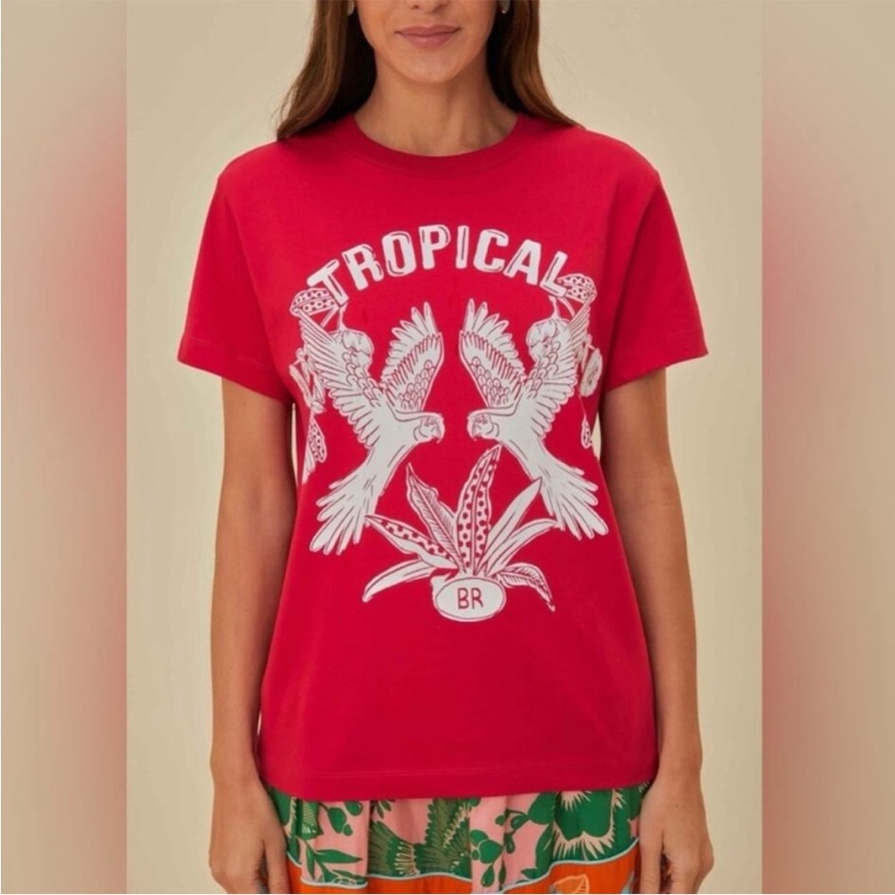 FARM rio Tropical Parrot Graphic Tee - Red xs